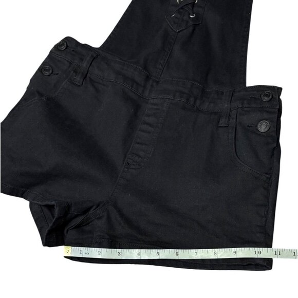 Pacsun Black Denim Overall Shorts With Lace-Up Front Women Size Small - Picture 10 of 13
